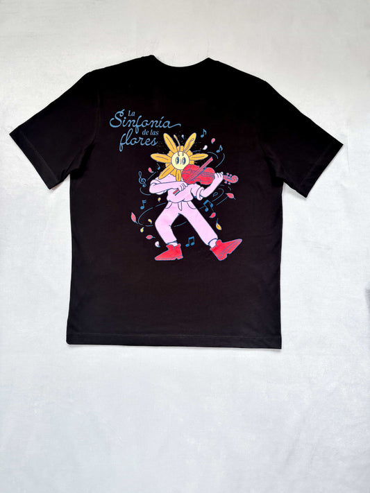 Camiseta flor tocando violín